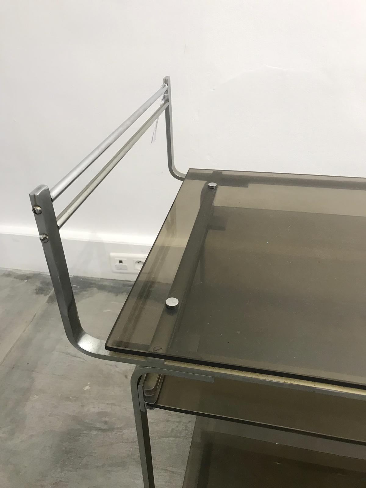 Desserte tray smoky grey glass