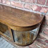 Upcycled Art Deco Oak Wall Display Cabinet with Slatted Glass Corners - 195