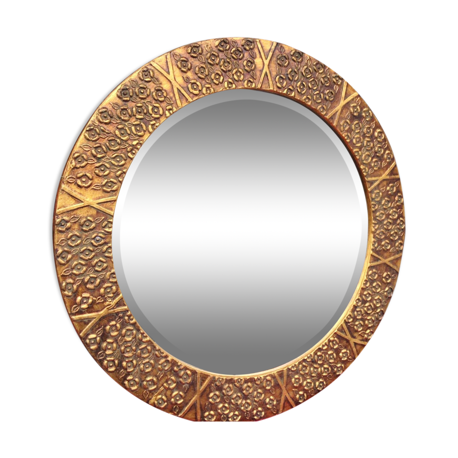 Golden stuck round mirror