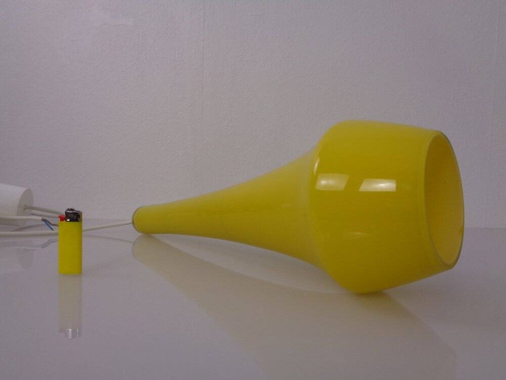 Yellow Teardrop Glass Ceiling Lamp from Holmegaard, Denmark, 1960s