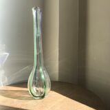 Soliflores en verre transparents à rayures bleu et vertes