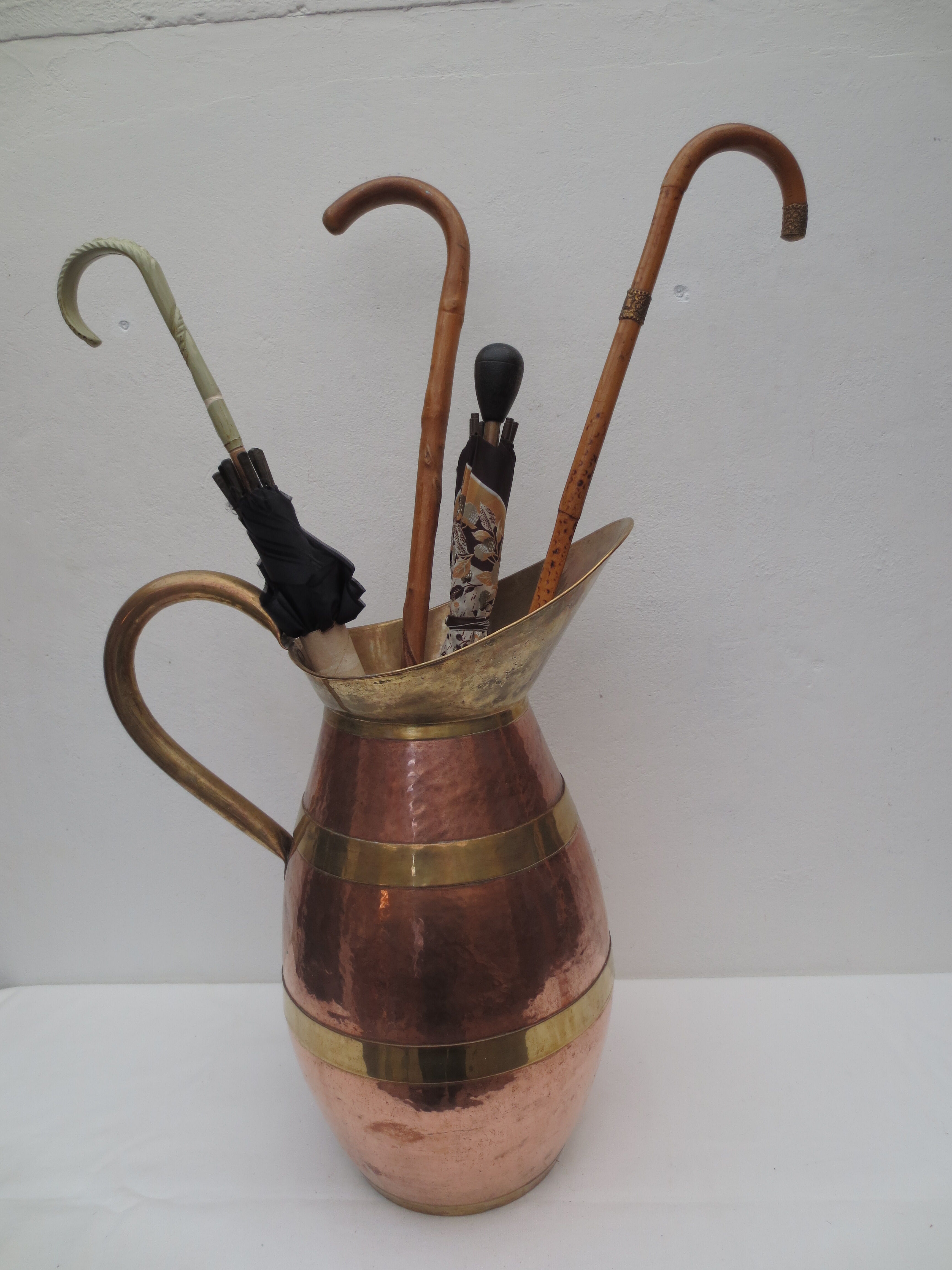 Umbrella holder, copper and brass broc