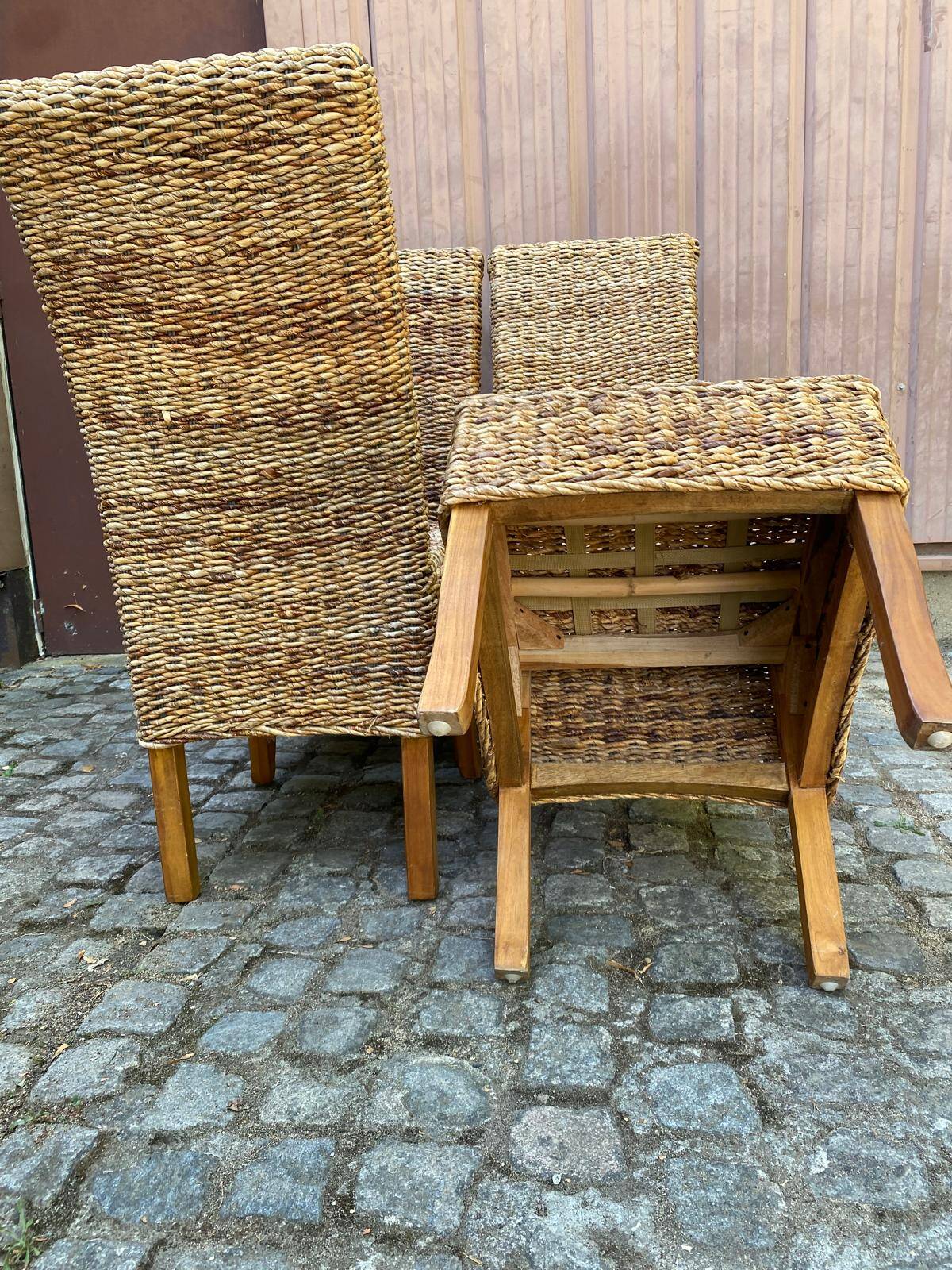4 chaises de salle à manger en jonc de mer abaca ou bananier