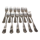 12 silver-plated metal cake forks by Ercuis Valencay silversmiths