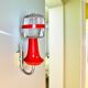 Pair Red Mid Century Modern wall lamps