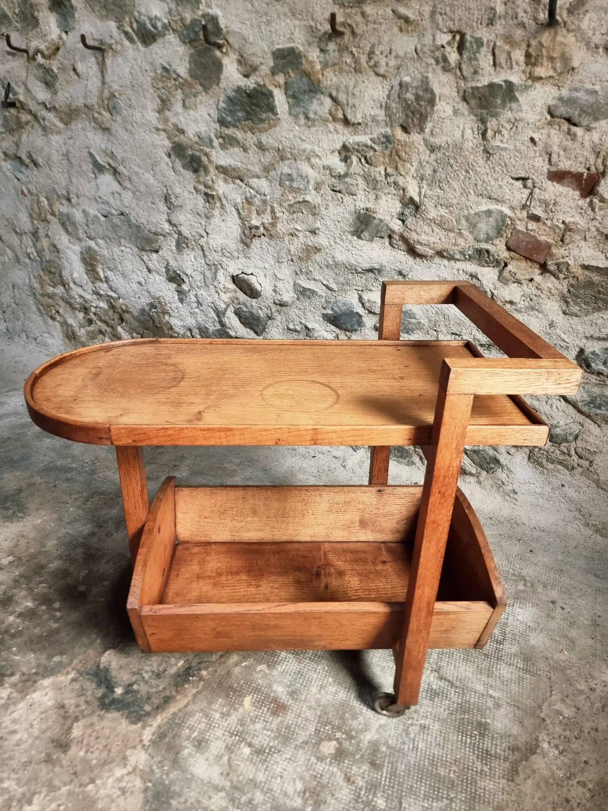 Vintage oak bar cart – France, 1950s