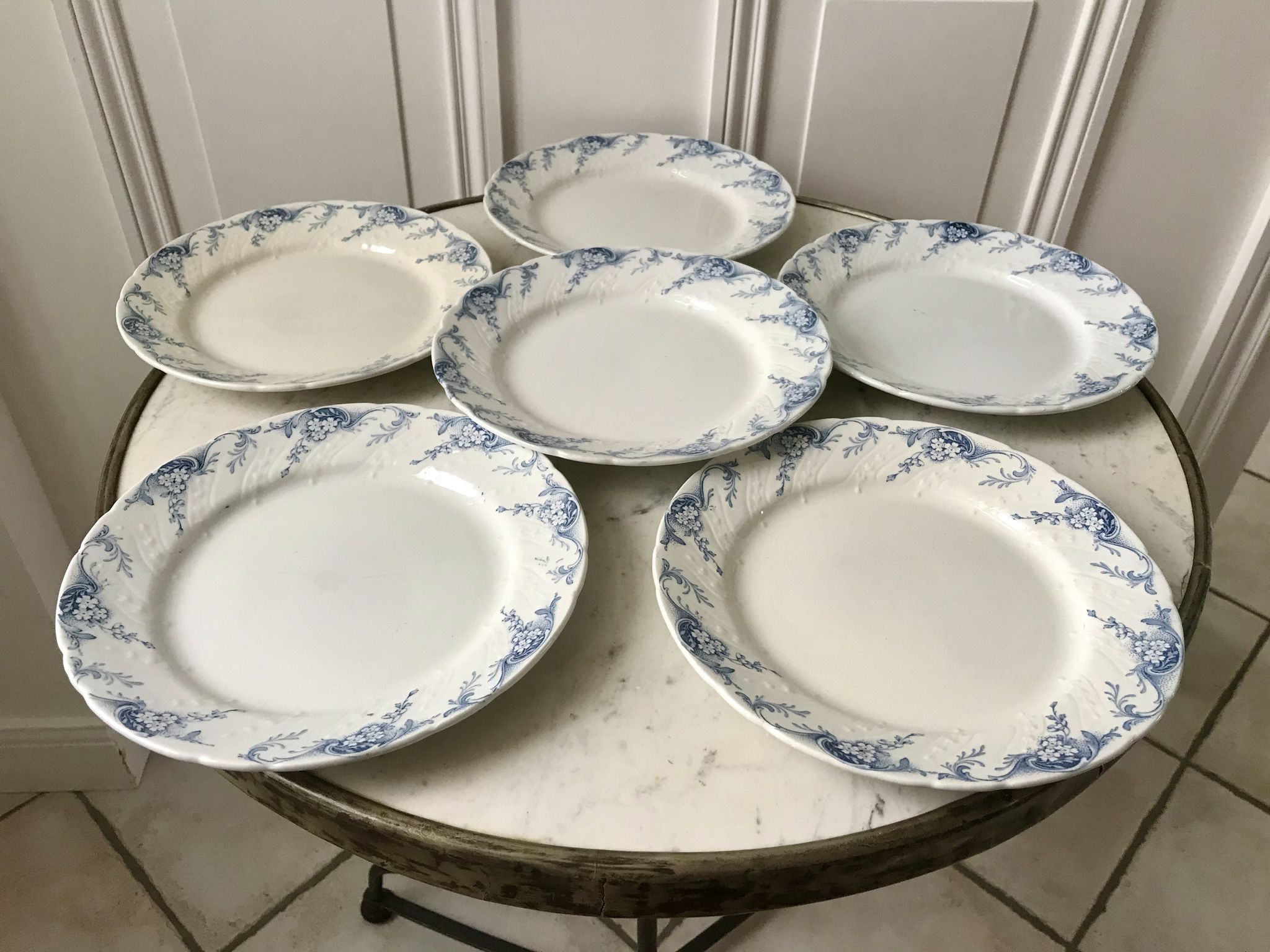 set of dessert plates in K&G Lunéville Iron Earth model "Angèle" late 19th century