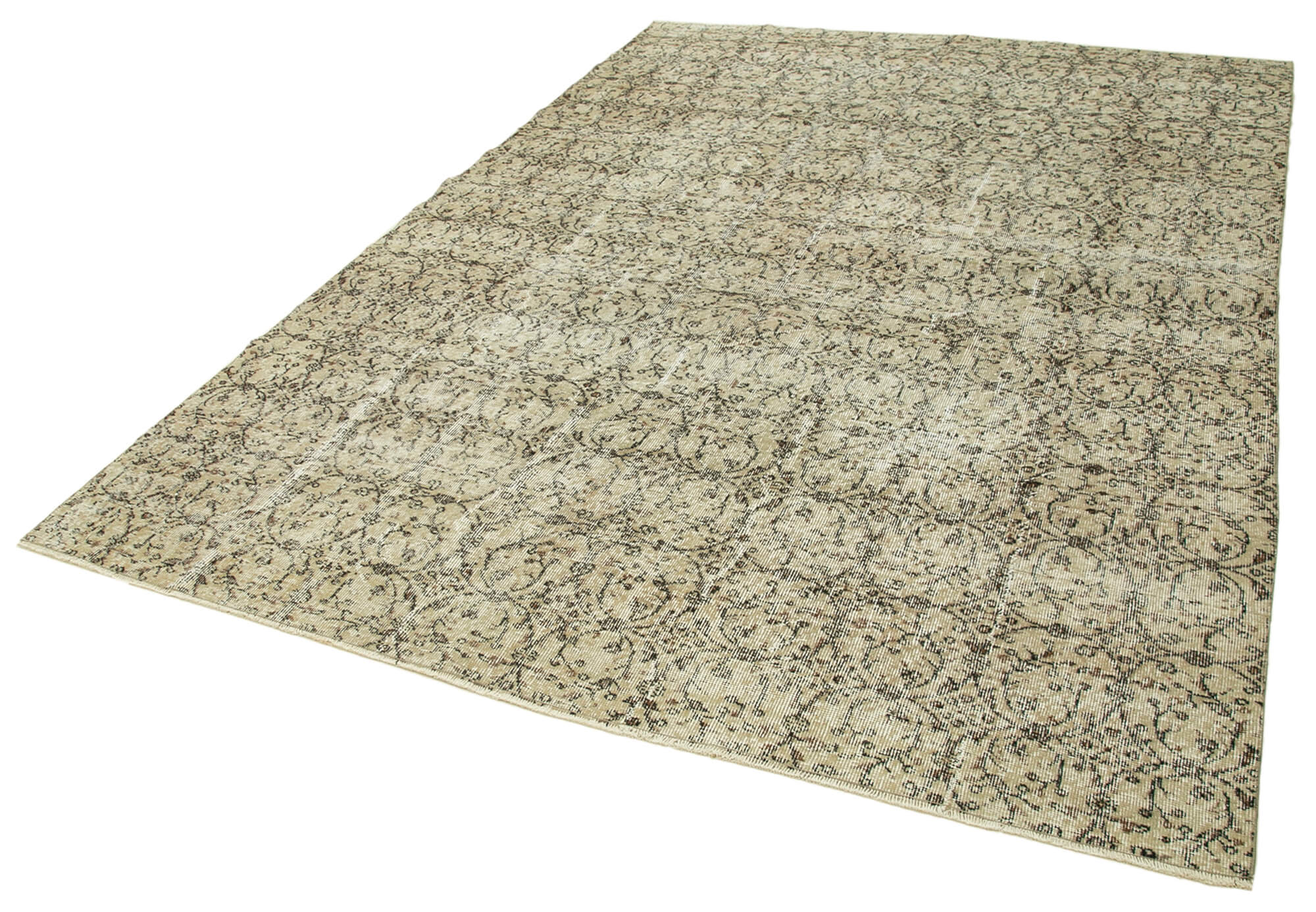 Handwoven antique anatolian beige rug 207 cm x 297 cm