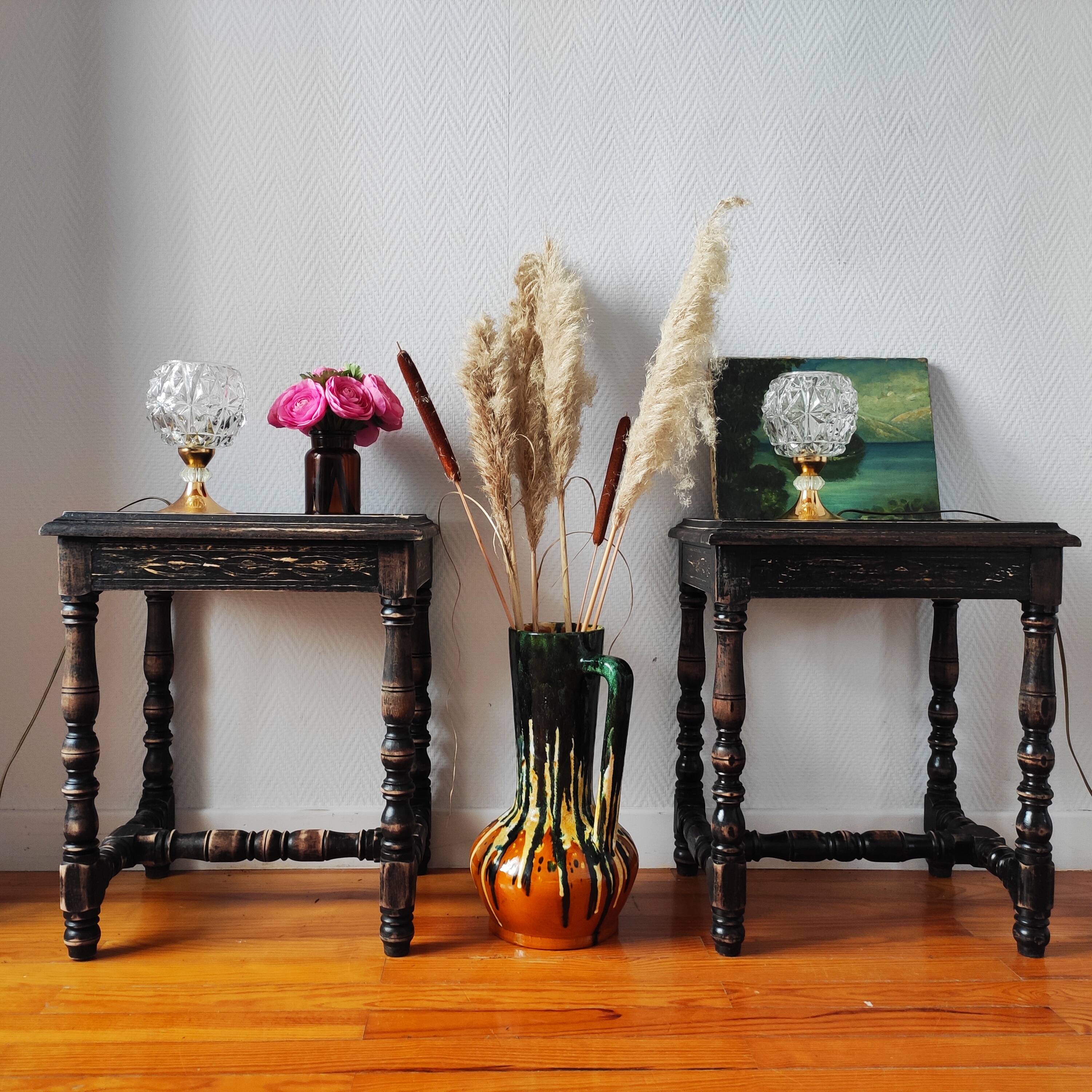 Pair of old Jacobean style sofa ends
