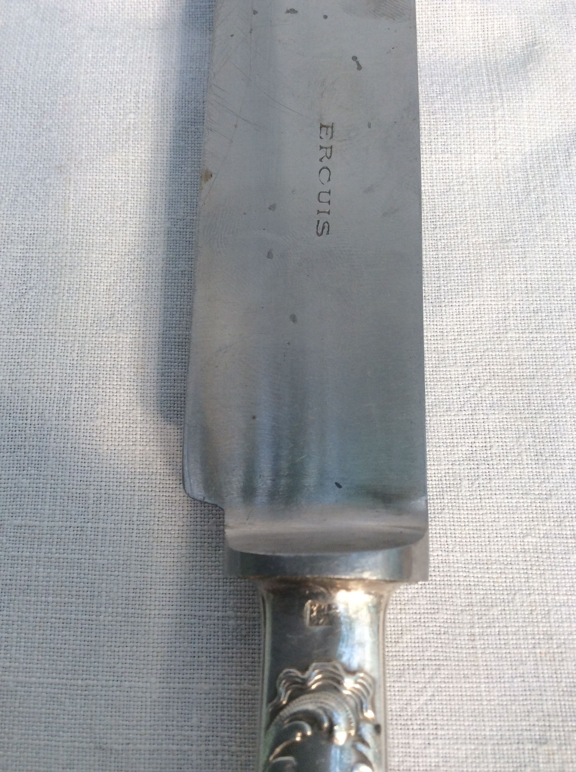 Ercuis old silver metal knife