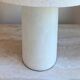 Abelia table lamp, white marble effect base, fabric shade.