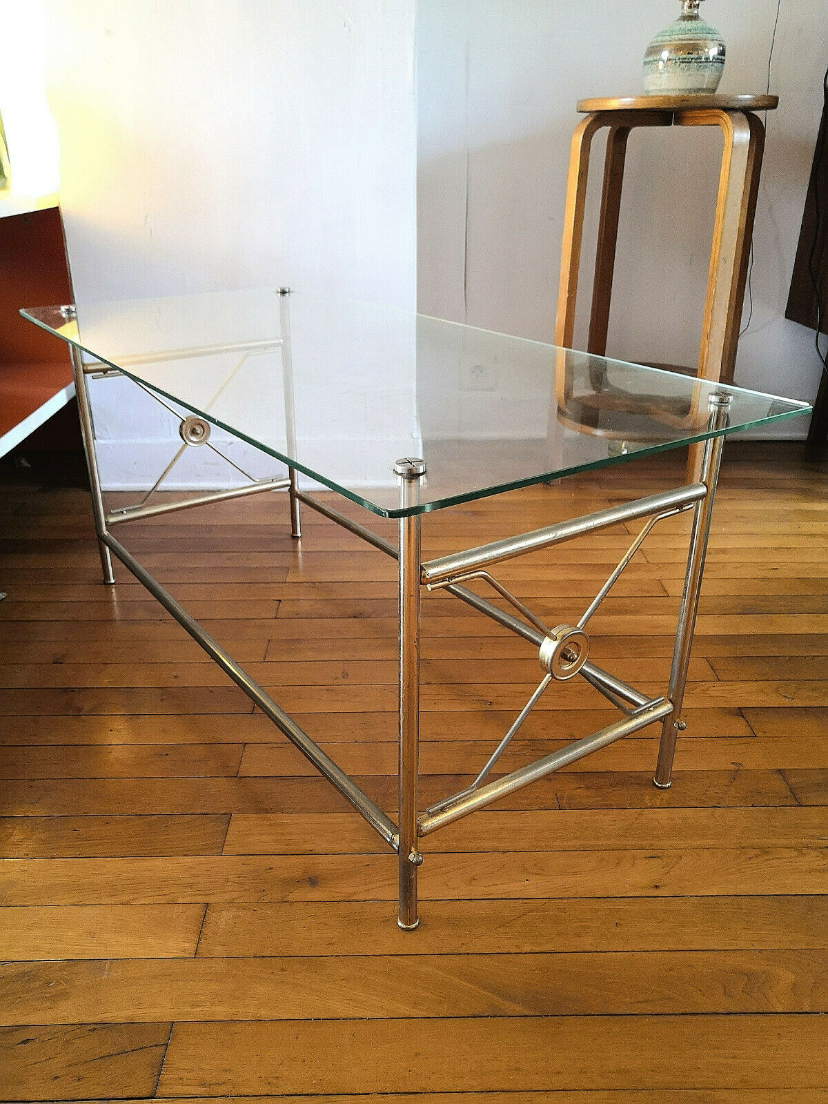 Coffee table 60/70 brass and glass