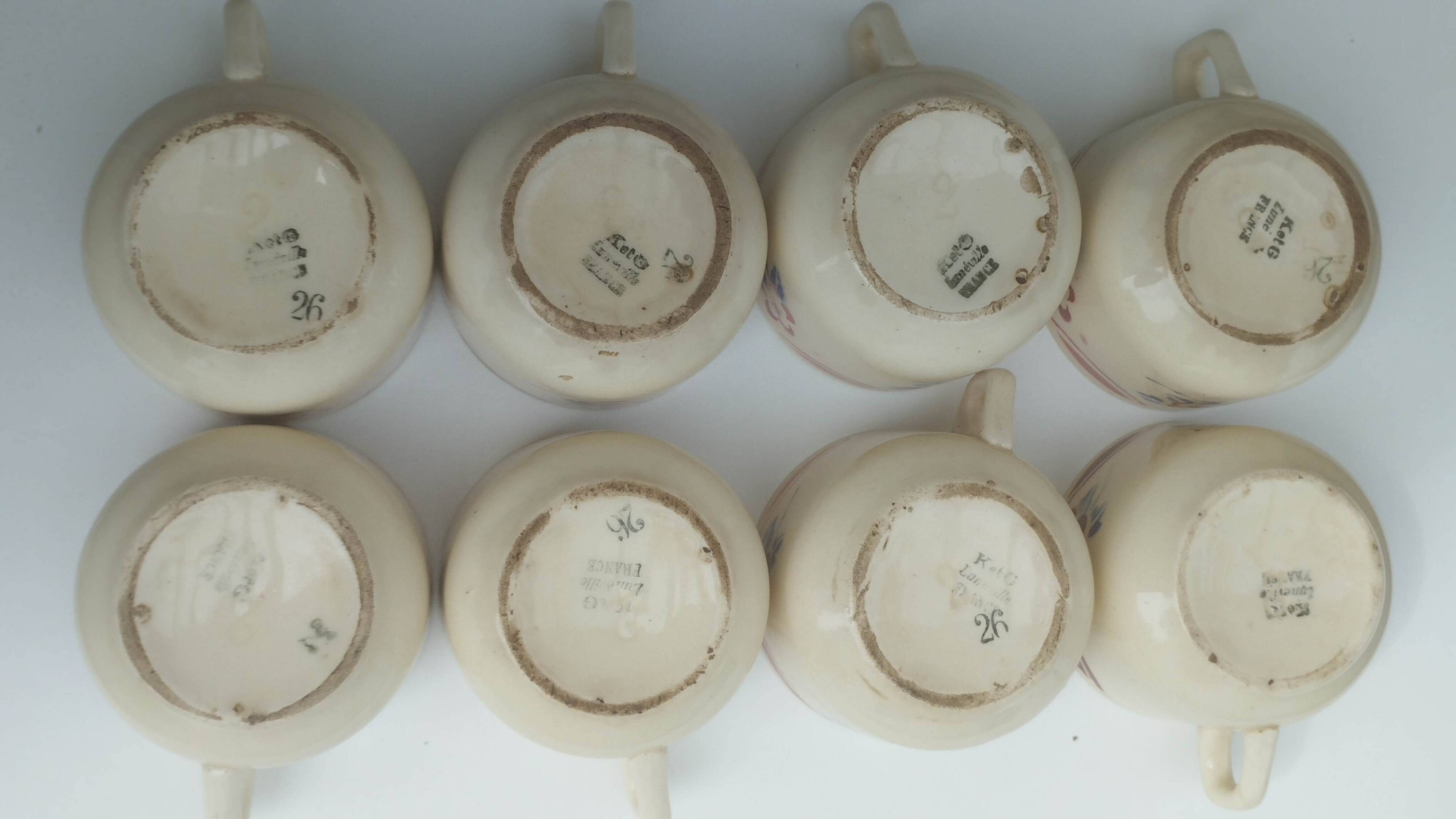 Lot of 8 Lunéville cups