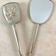 Toiletry set - metal and silk brush and hand mirror England from the 50s