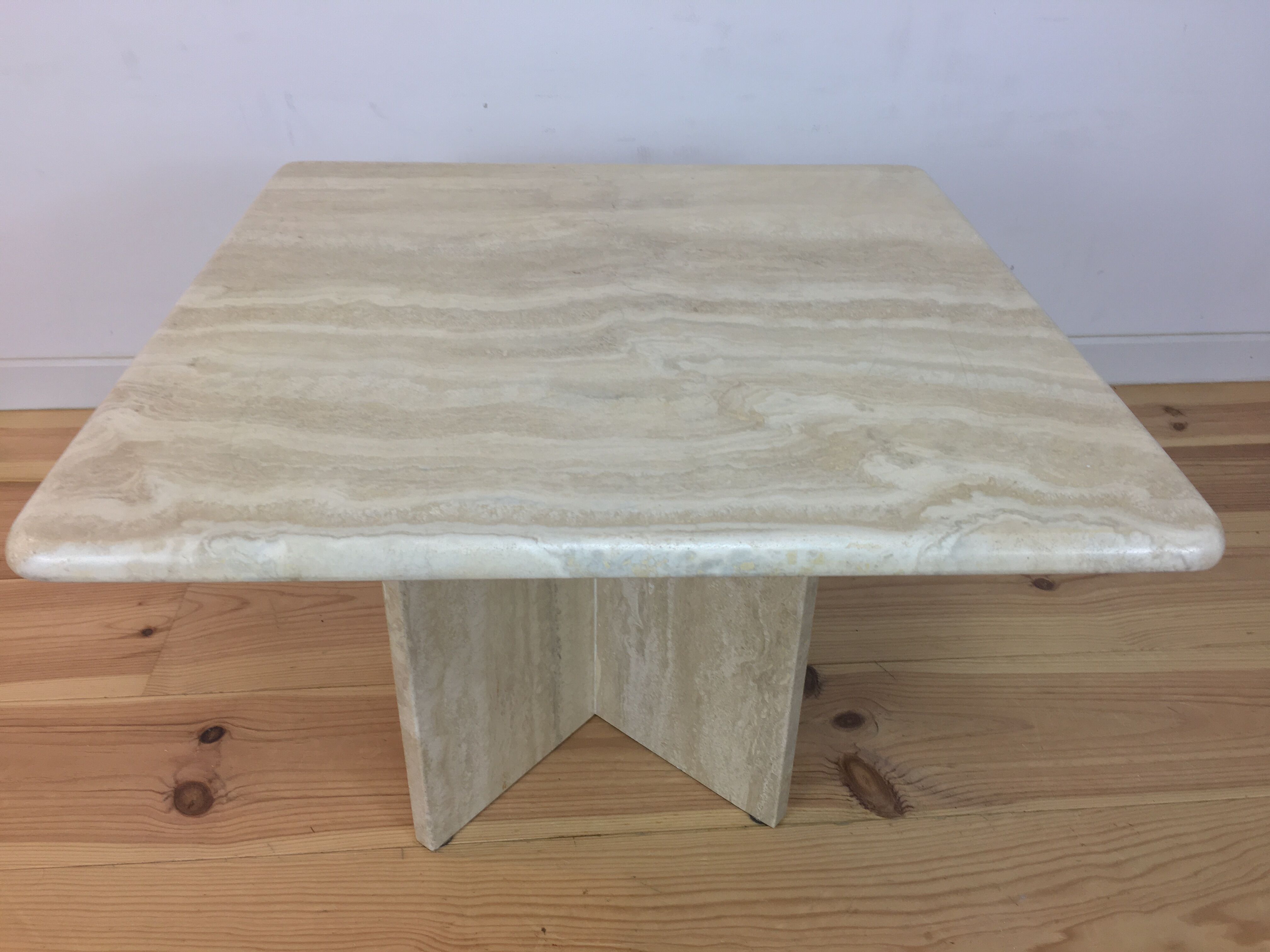 Square travertine coffee table