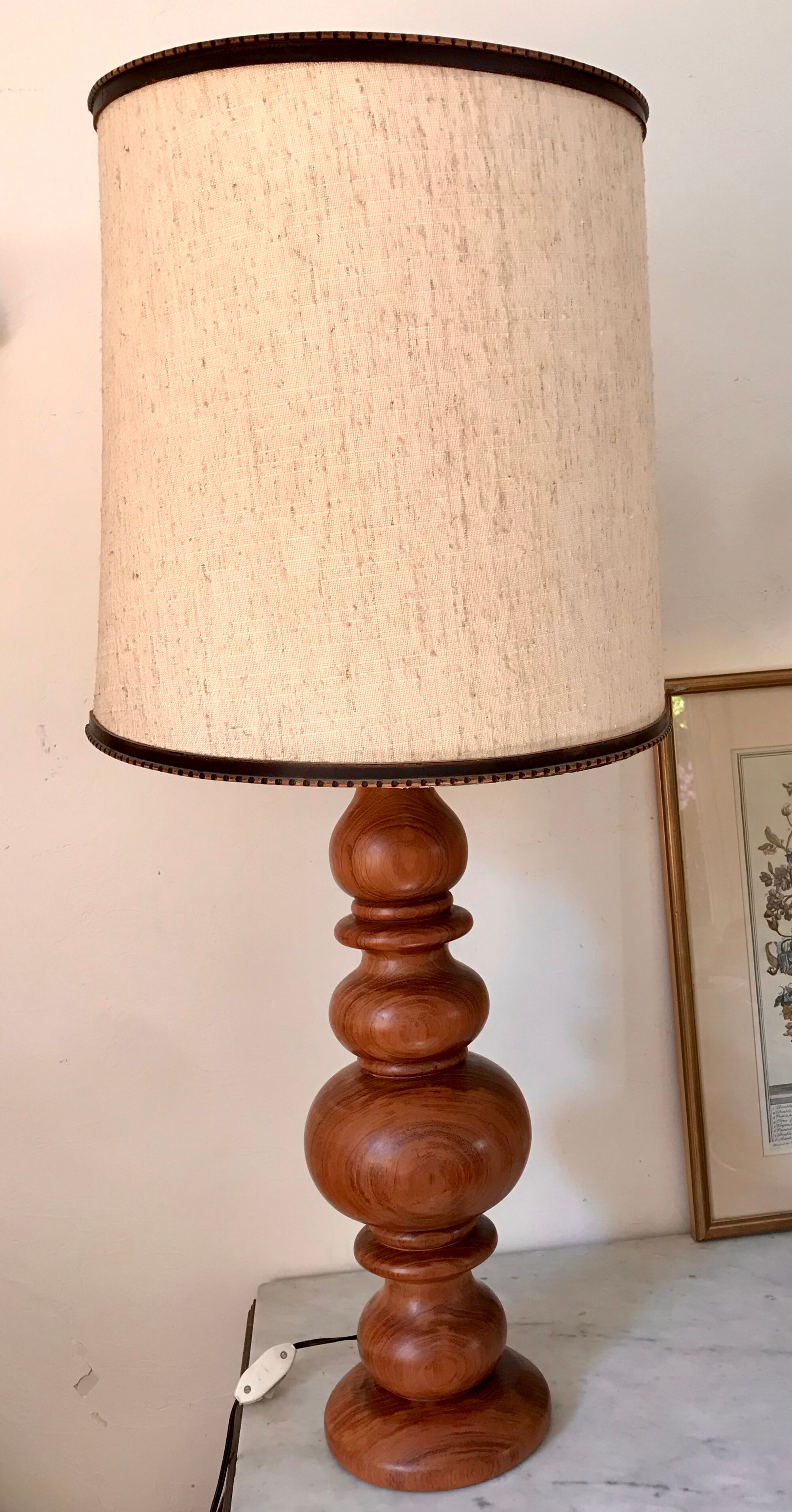 Turned wooden lamp 56cm