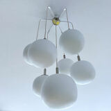 Grand Lustre Cascade, Globes Opaline Chrome, Years 70
