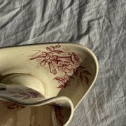 Saucier ancienne en faïence rose de Badonviller modèle Jasmin
