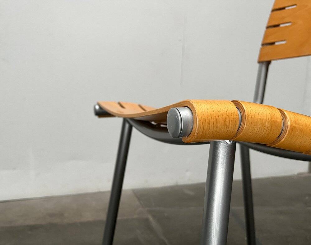 Postmodern chair in metal and wood by Ruud Jan Kokke for Harvink, 1990s.