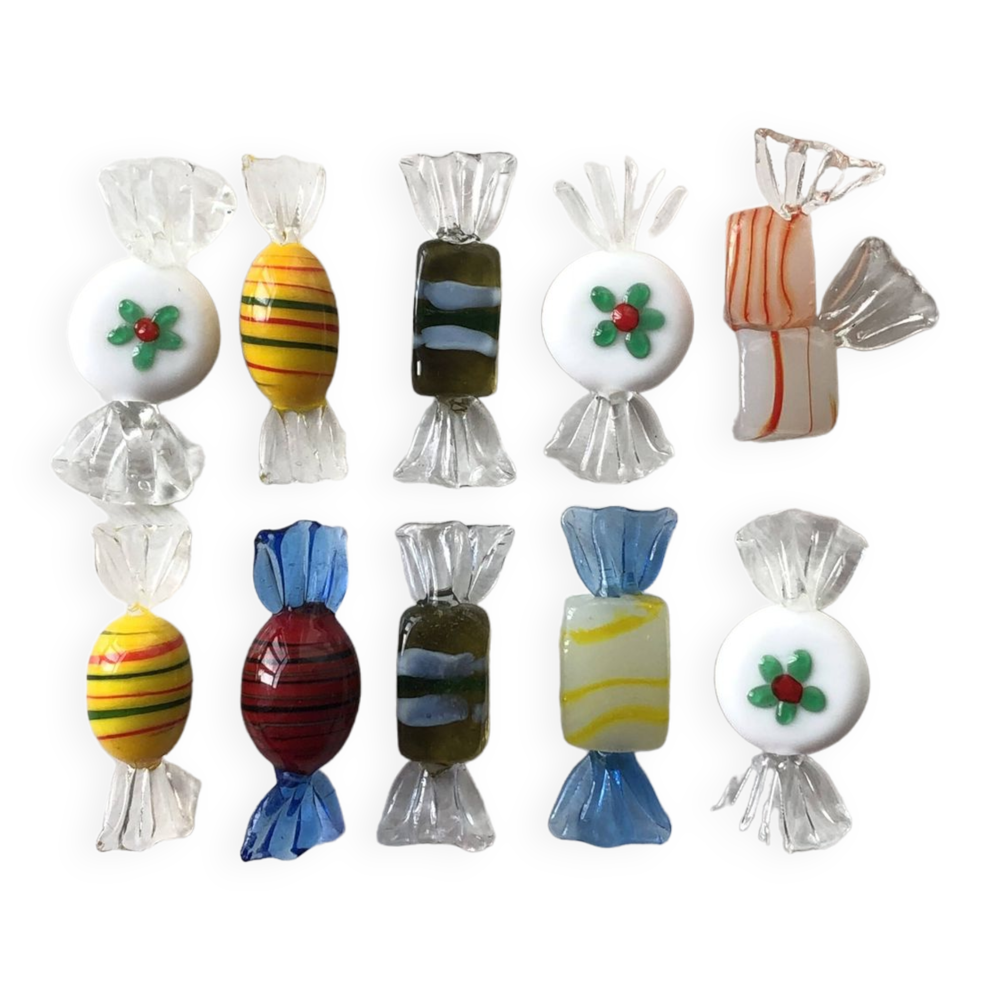 10 porte couteaux bonbons verre de Murano Pop Art