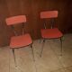 Paire de chaises en formica rouge pastel vintage