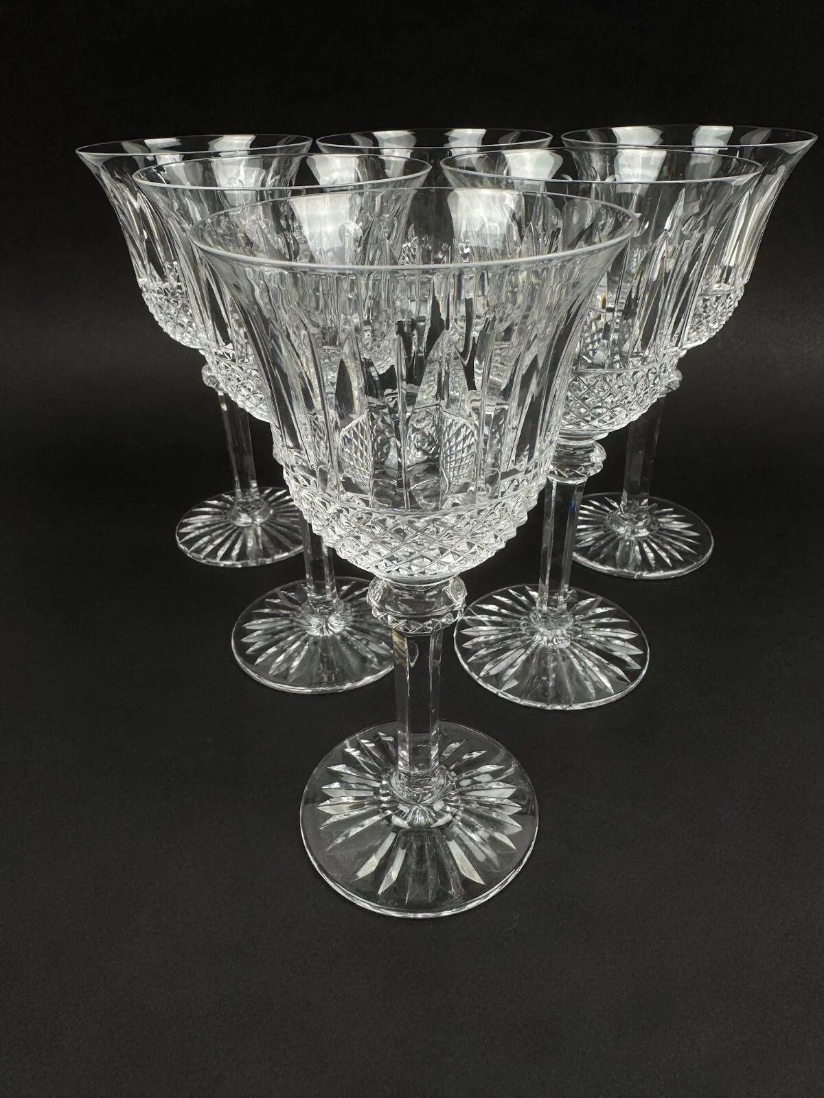 Saint-Louis, 6 cut crystal water glasses in the Tommy model, perfect condition.
