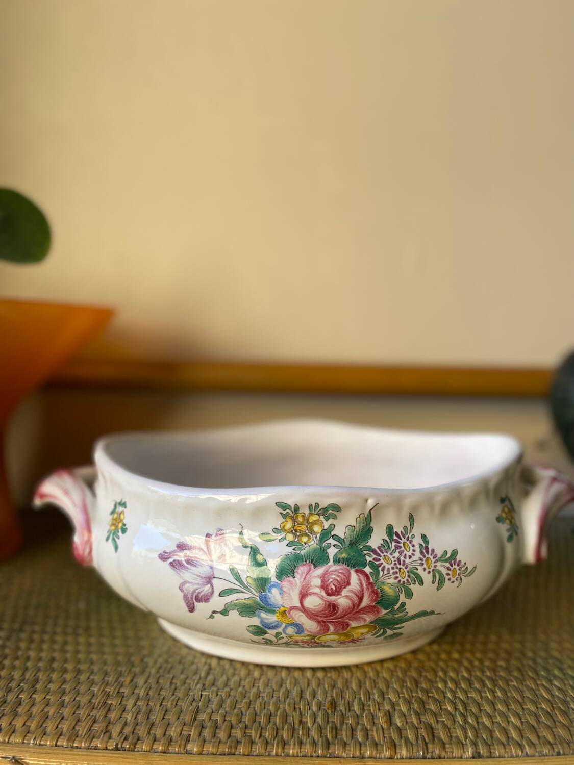 Signed earthenware vegetable dish