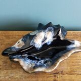 Flamed stoneware shell ashtray in Vallauris style