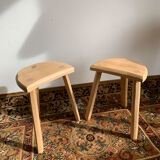 Paire de tabourets  bois brut
