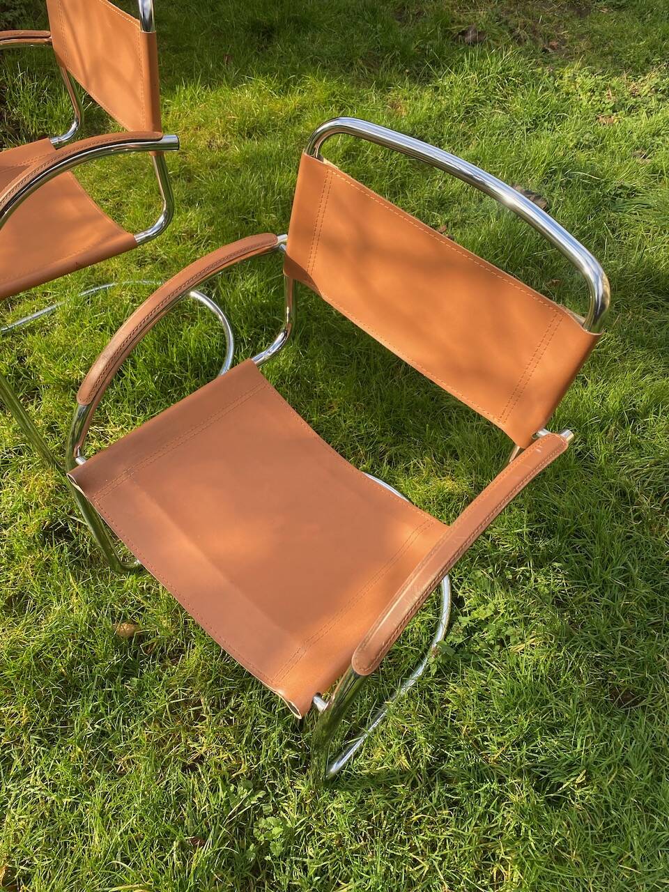 Pair of chrome armchairs, vintage circa 70