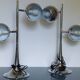 Rare vintage chrome lamps eye ball - tulip base - adjustable globes