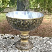 Ornate Floral Pedestal Champagne Cooler, brass ice bucket