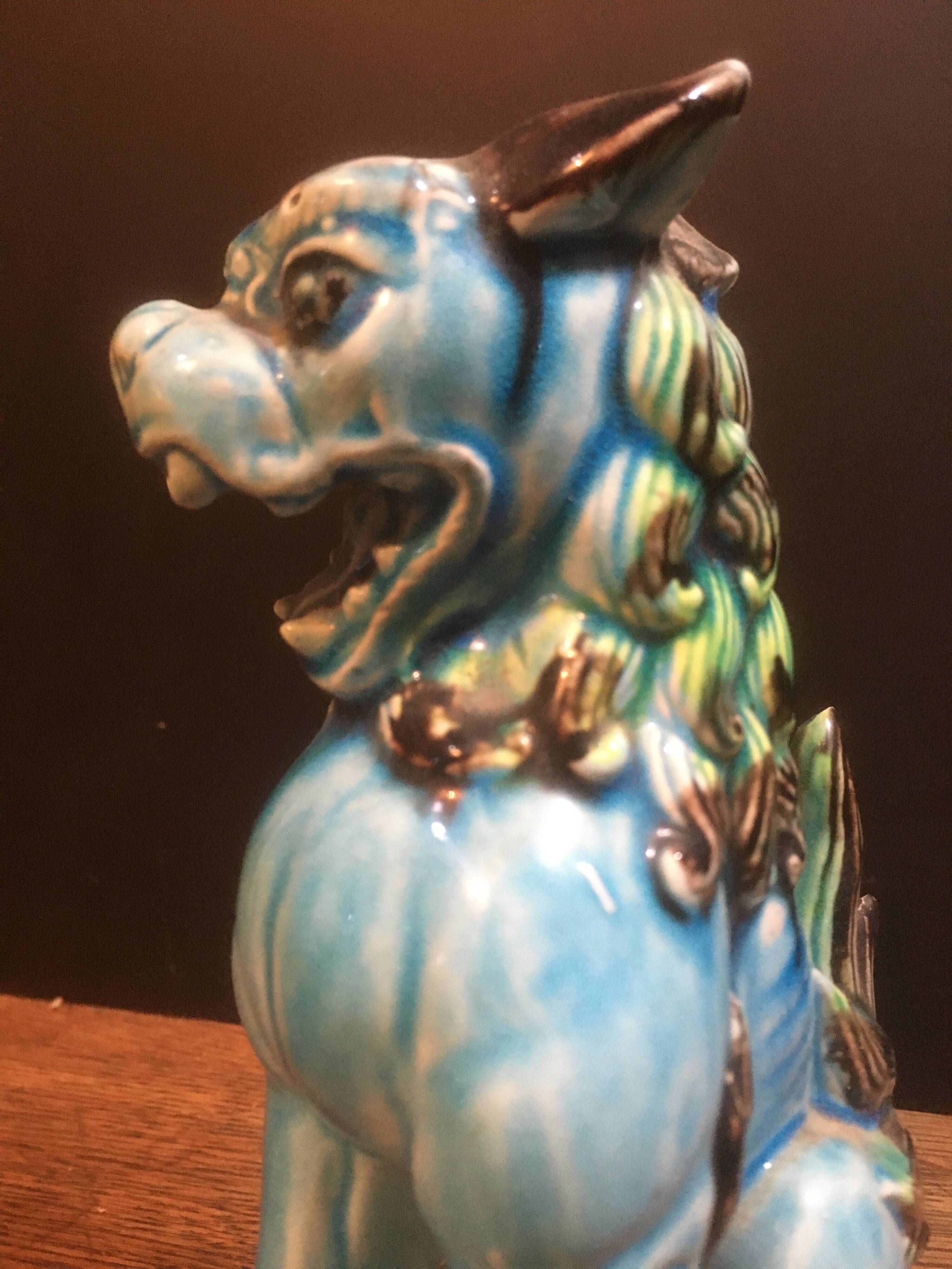 Foo Japan dog in blue ceramic