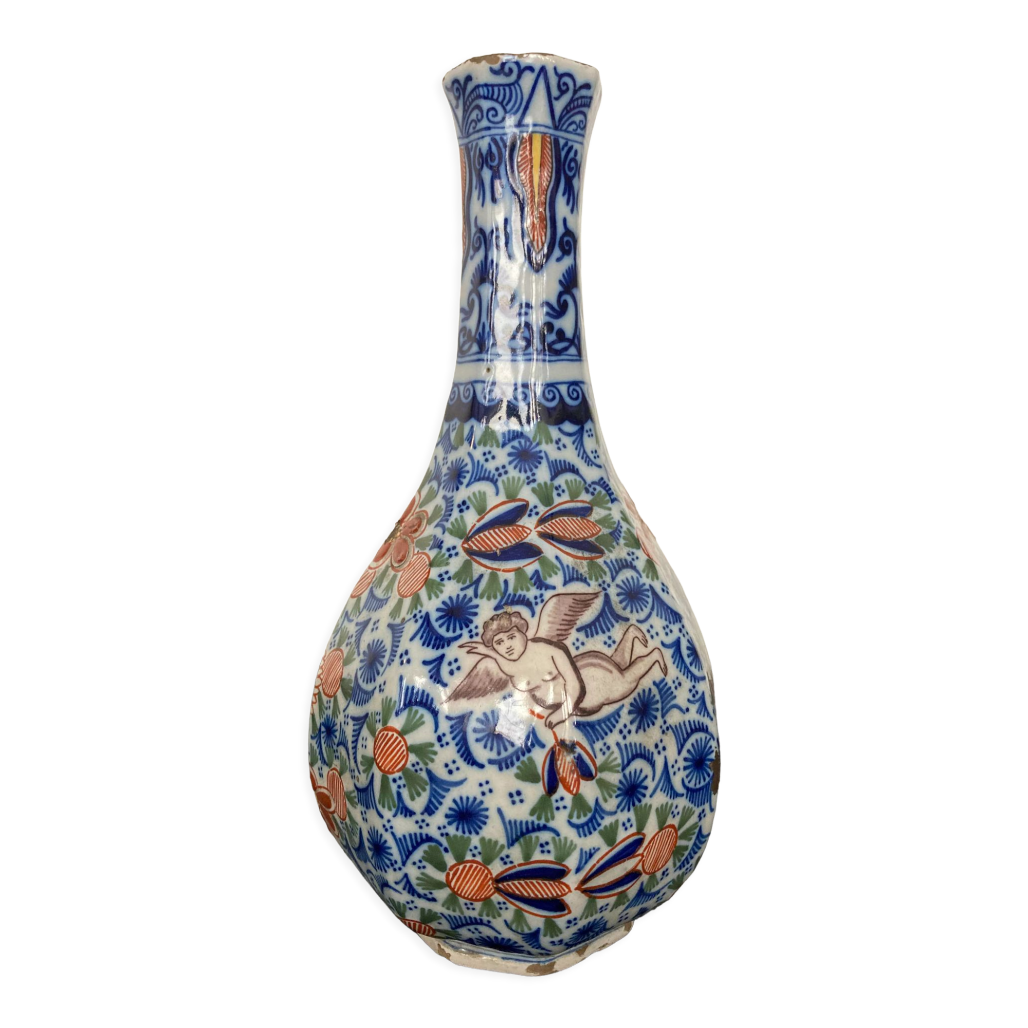 Polychrome vase eighteenth century in Delft earthenware