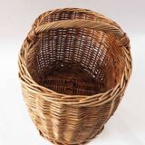 Large rattan basket with low handle