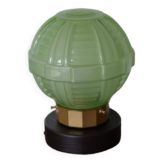 Art deco table lamp, green globe