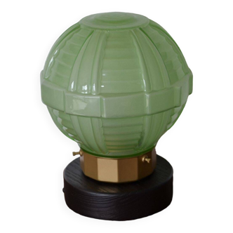 Lampe à poser art déco, globe vert