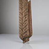 Hand-carved Wooden Double Door Handle with Wheat Spike Design, 1900s