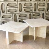 Square travertine coffee tables