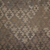 Brown & Khaki Geometric Kilim Rug, Handwoven Wool Carpet 302 x 239 cm