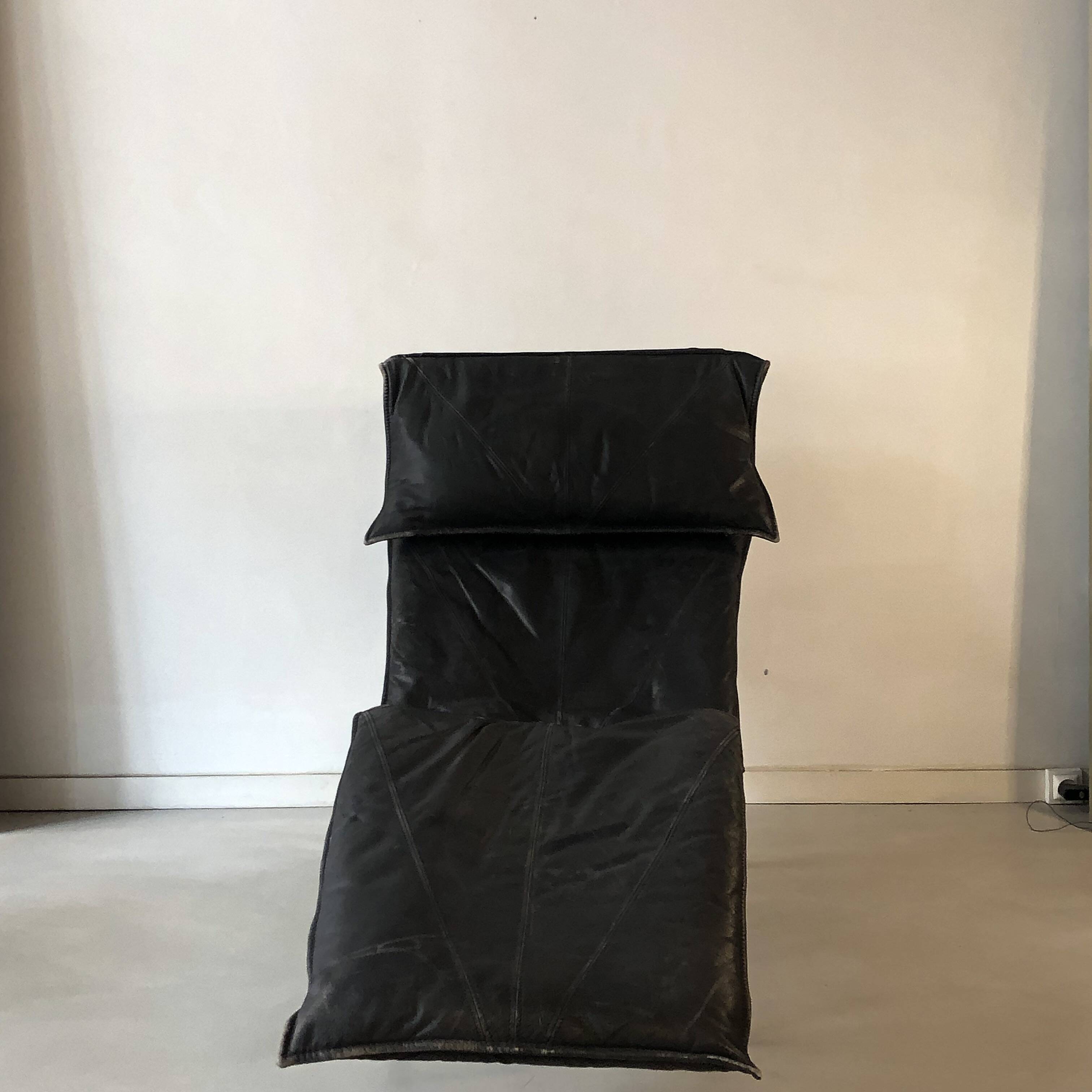 Fauteuil "Skye" en cuir noir, Ikea 1987