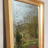 Beveled mirror gilded frame 140x42