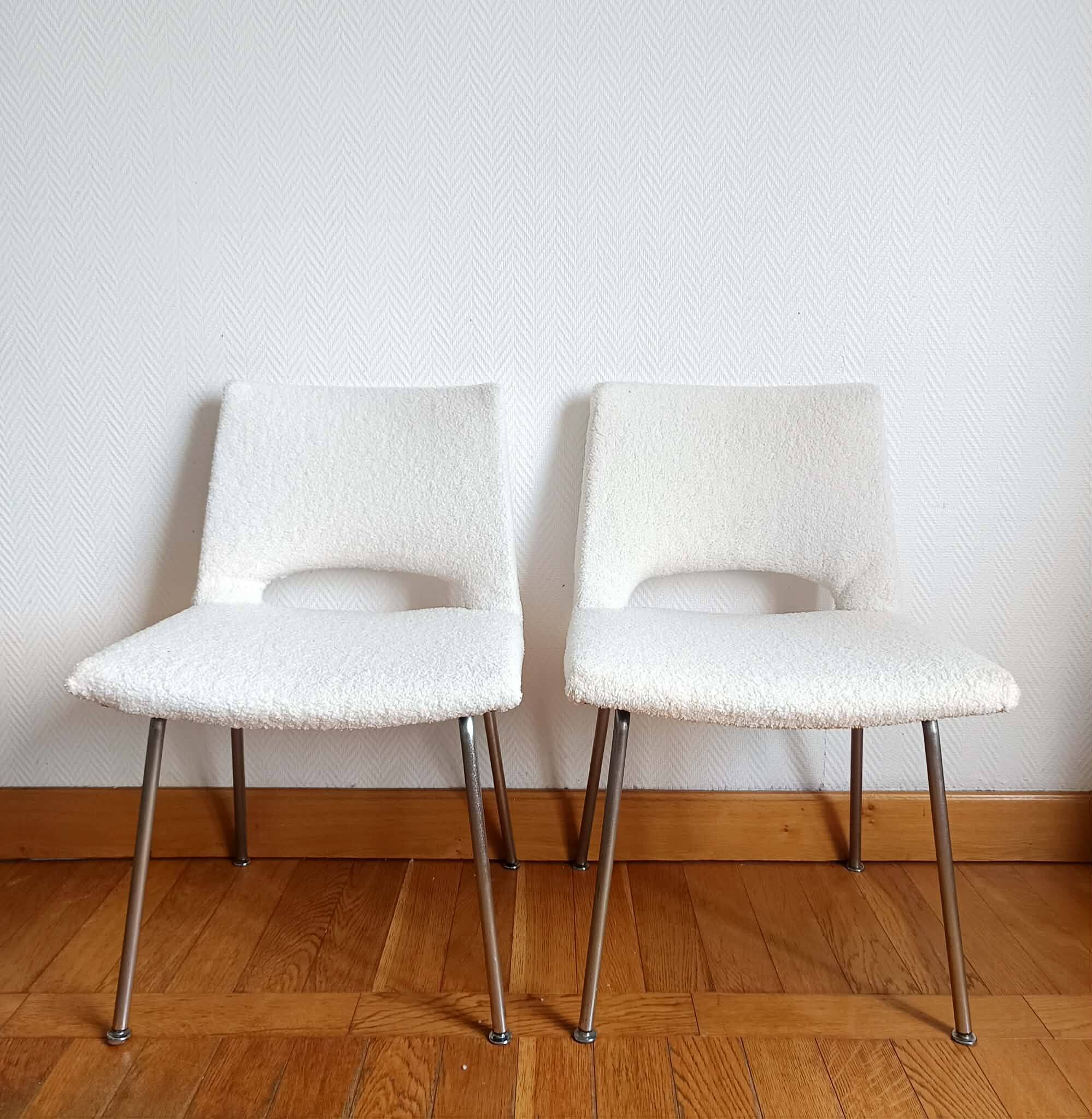 Paire de chaises bouclettes Georges Frydman 1960