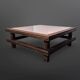 Brutalist oak square coffee table with copper top, Netherlands 1950s