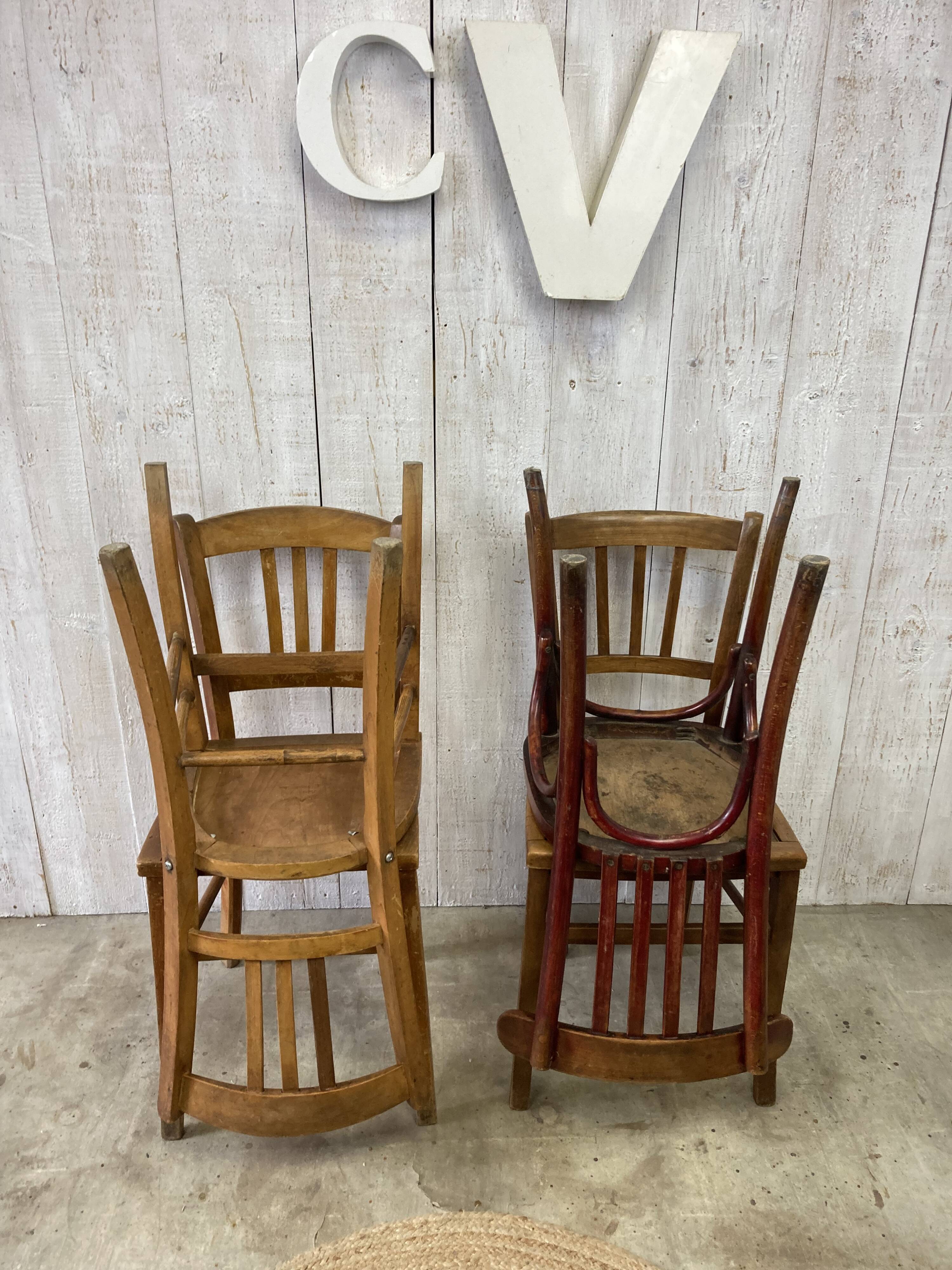 Set of 4 mismatched bistro chairs