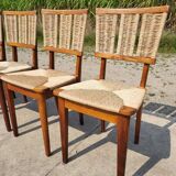 Set 6 vintage Dutch Design chair Mart Stam a2-1 wood rush rustic 1947