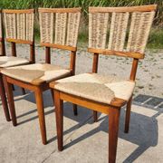 Set 6 vintage Dutch Design chair Mart Stam a2-1 wood rush rustic 1947