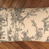 Rectangular cushion blue jouy canvas
