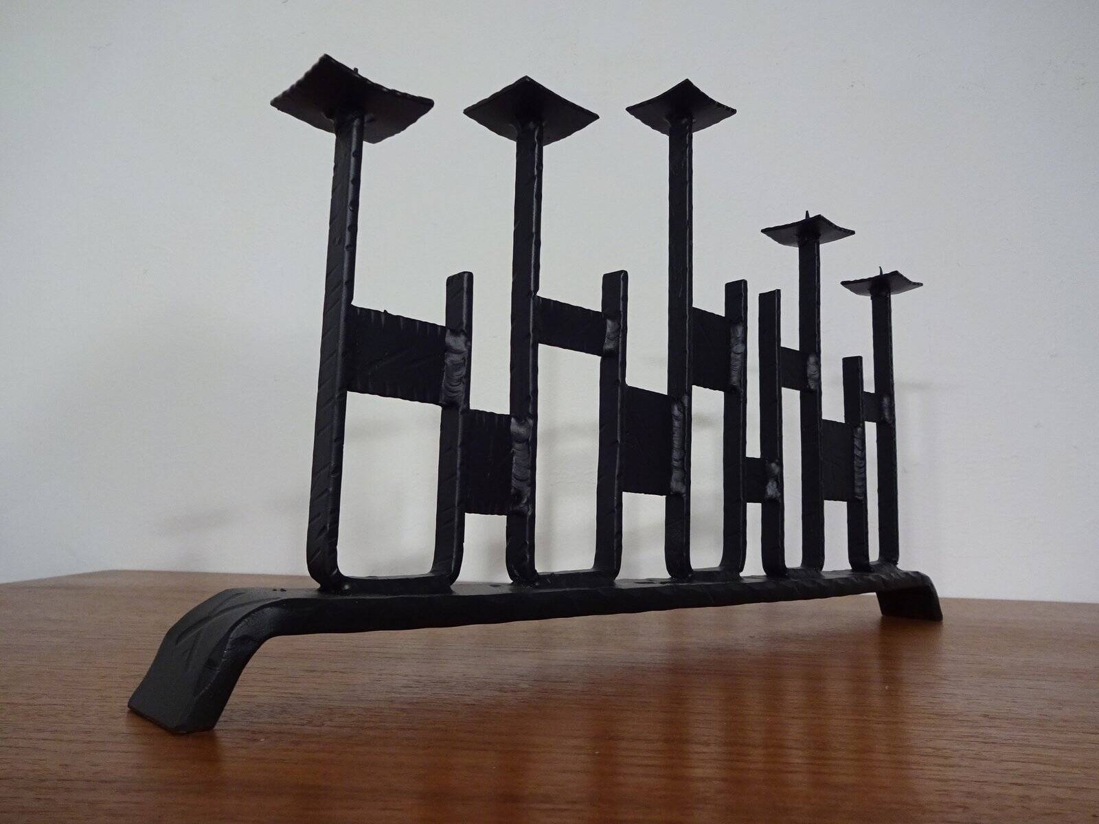 Brutalist Iron Candleholder, 1960s