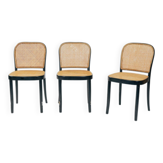3 Hoffmann Prague 811 cane beantwoord chairs after Thonet